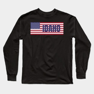 Idaho State in American Flag Long Sleeve T-Shirt